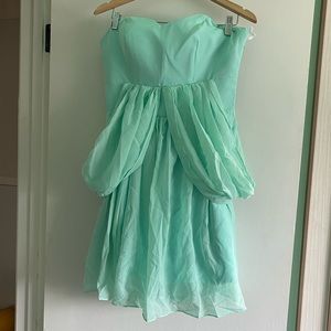Mint green mini prom dress